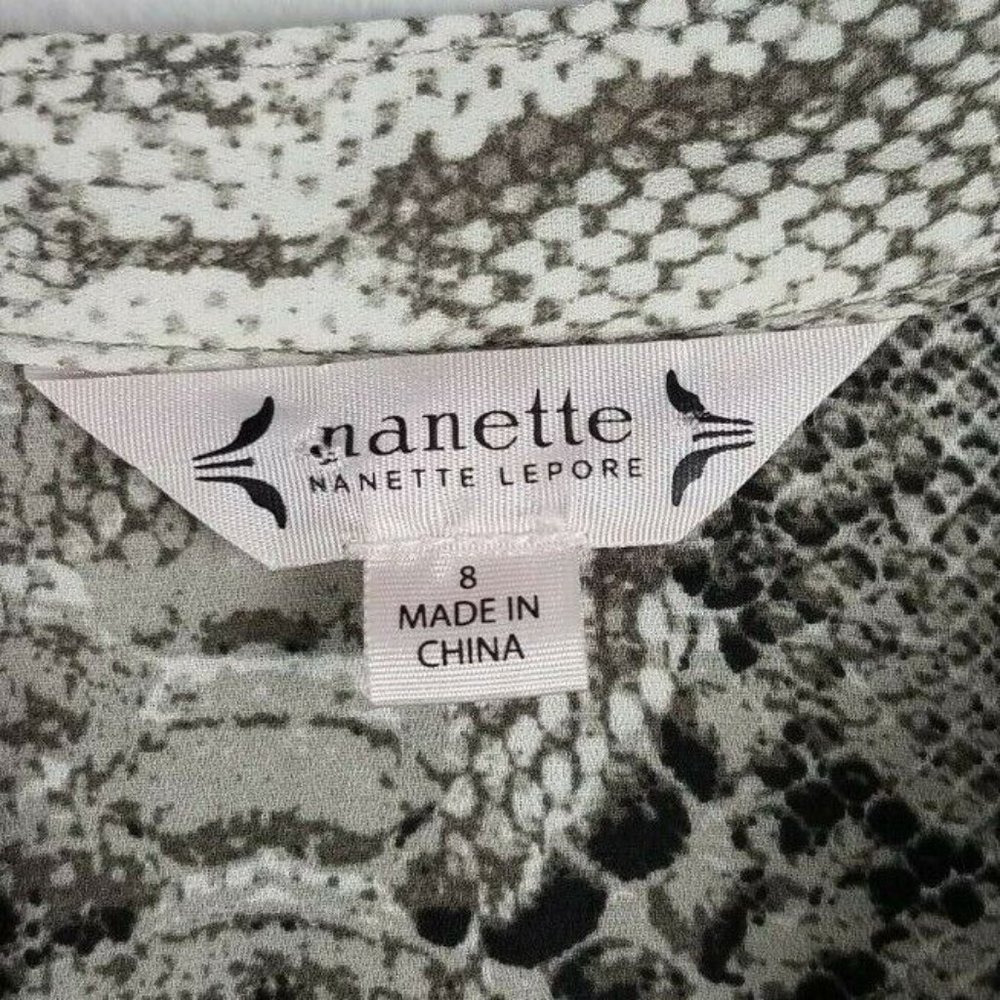 Nanette Nanette Lapore Sz. 8 Snake Print Crepe Chiffon Sleeveless Shirtdress - Picture 3 of 5